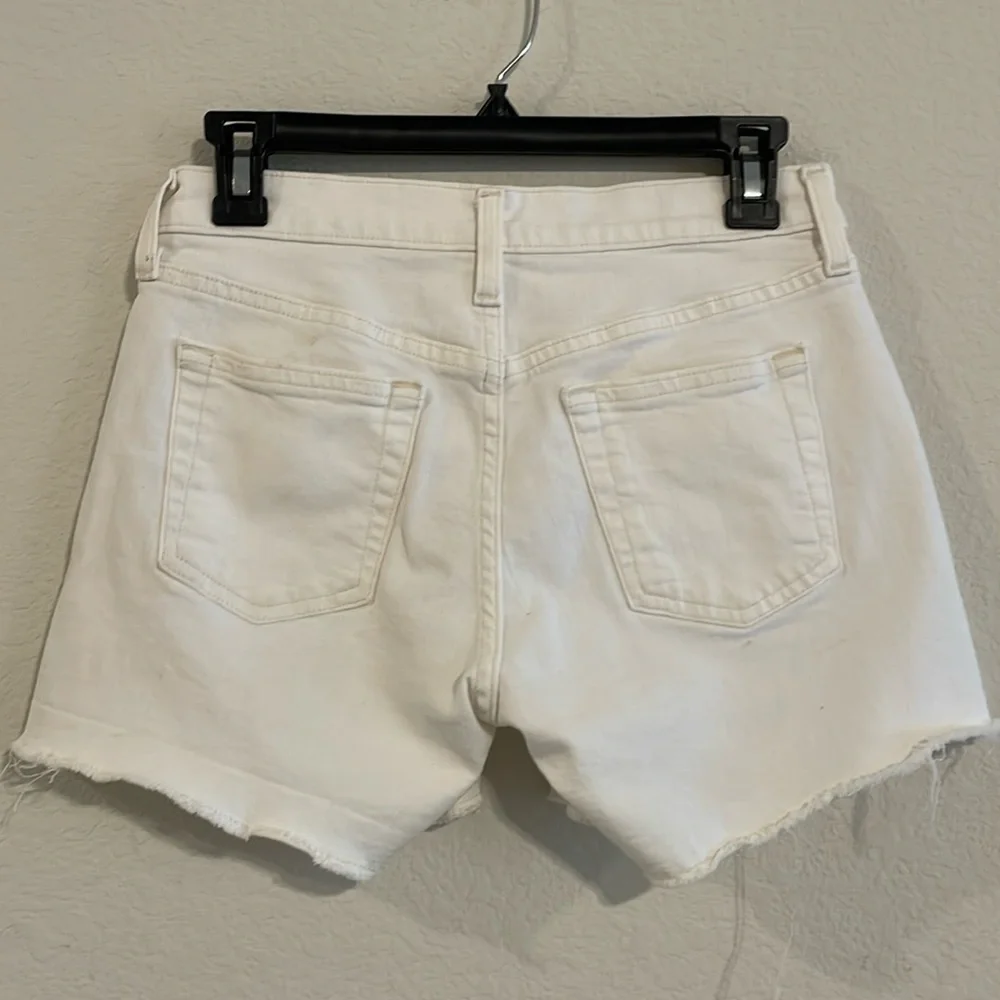 J.Crew Women’s Denim Short Size 26 Mid Rise White Stretch High Waist Floral
